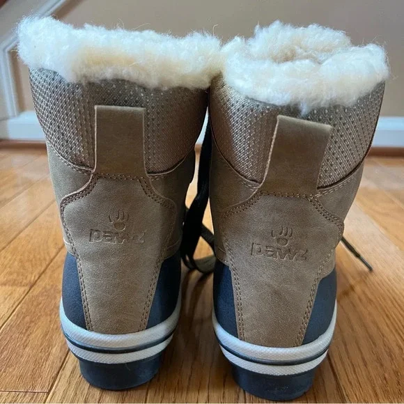 PAWZ Women Ginnie Duck Snow Boots sz 5 Hickory Brown Winter Shearling Leather - Picture 5 of 13